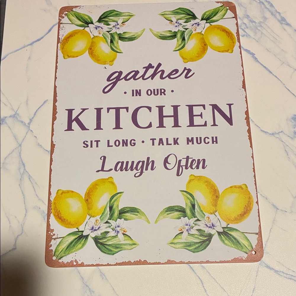 Lemon-Themed Kitchen Metal Wall Sign